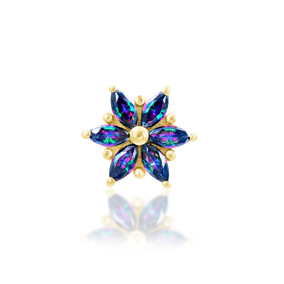 14ct yellow gold threadless Mystic Elegance end, Loughborough Origins Body Art
