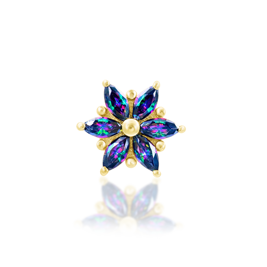 14ct yellow gold threadless Mystic Elegance end, Loughborough Origins Body Art