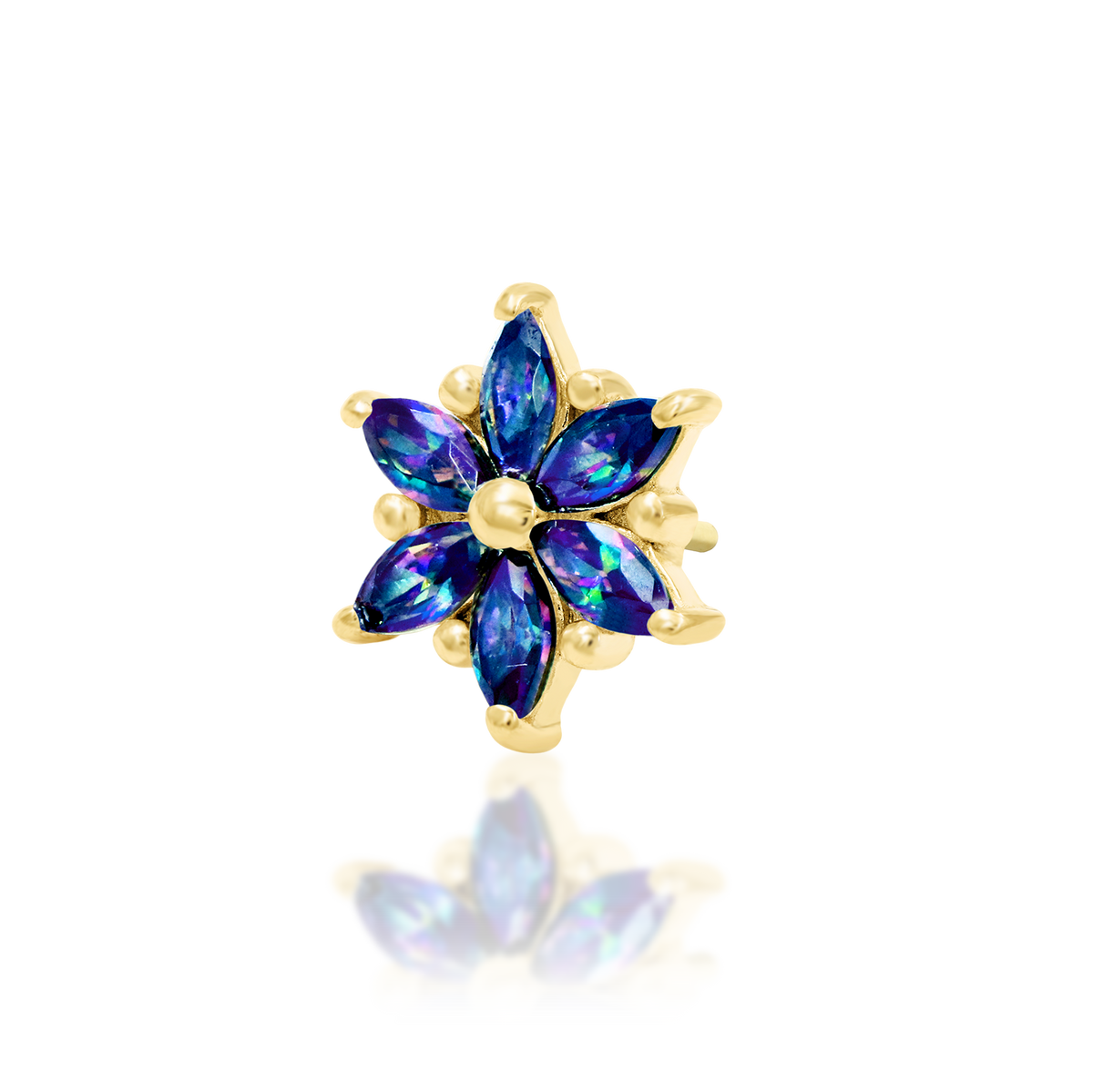 14ct yellow gold threadless Mystic Elegance end, Loughborough Origins Body Art