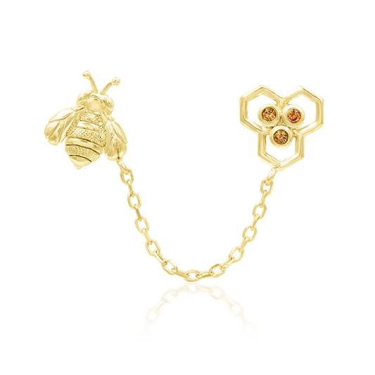 Gold Honey Bee 14k Gold Body Jewellery implant-grade studio PNG