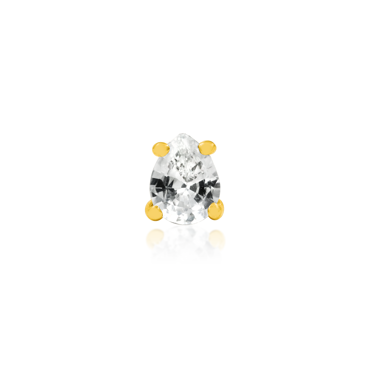 14ct yellow gold threadless Pear-Cut CZ end, Loughborough Origins Body Art