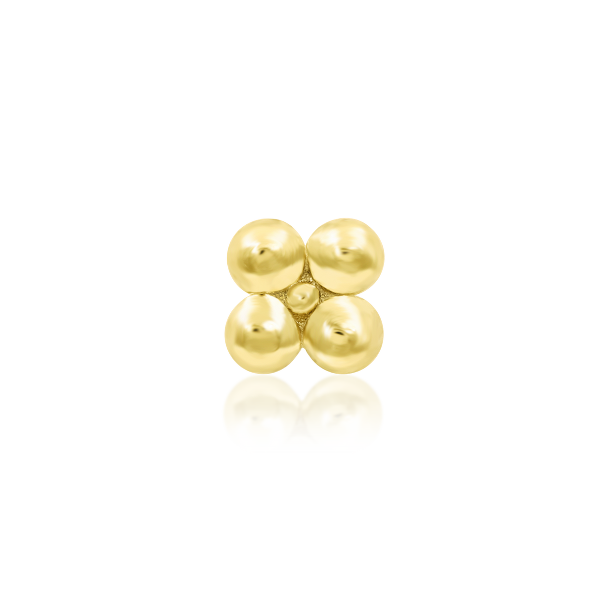 14ct yellow gold threadless Gold Square Quad-Bead end, Loughborough Origins Body Art