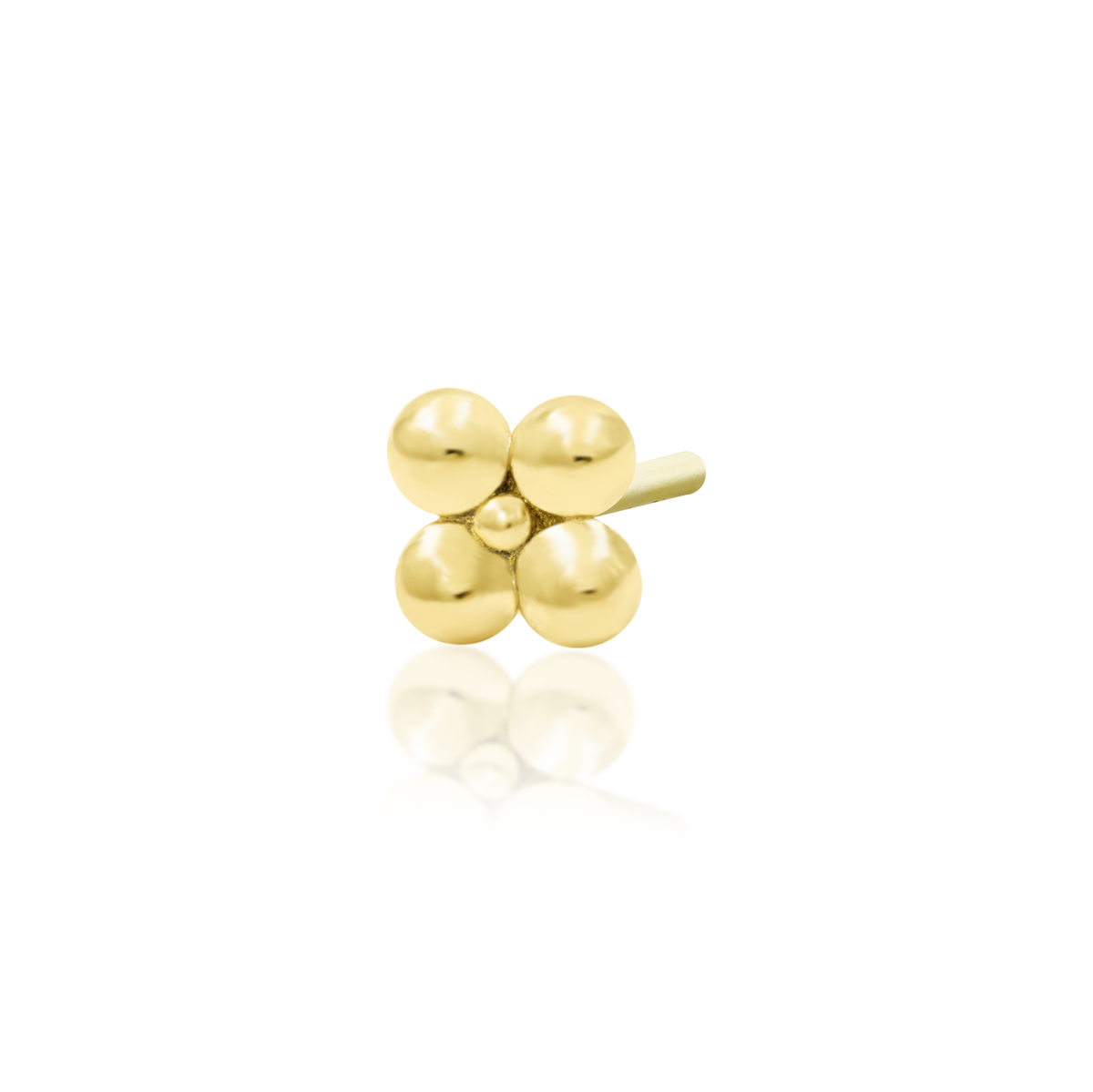 14ct yellow gold threadless Gold Square Quad-Bead end, Loughborough Origins Body Art