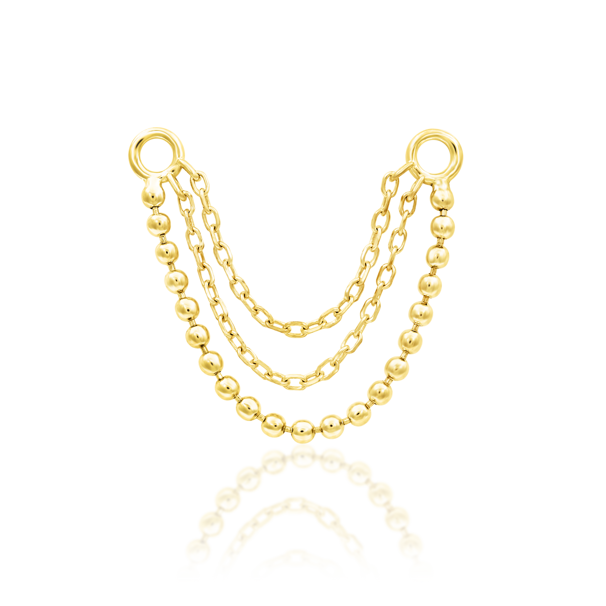 14ct yellow gold Triple chain Quinn end, Loughborough Origins Body Art