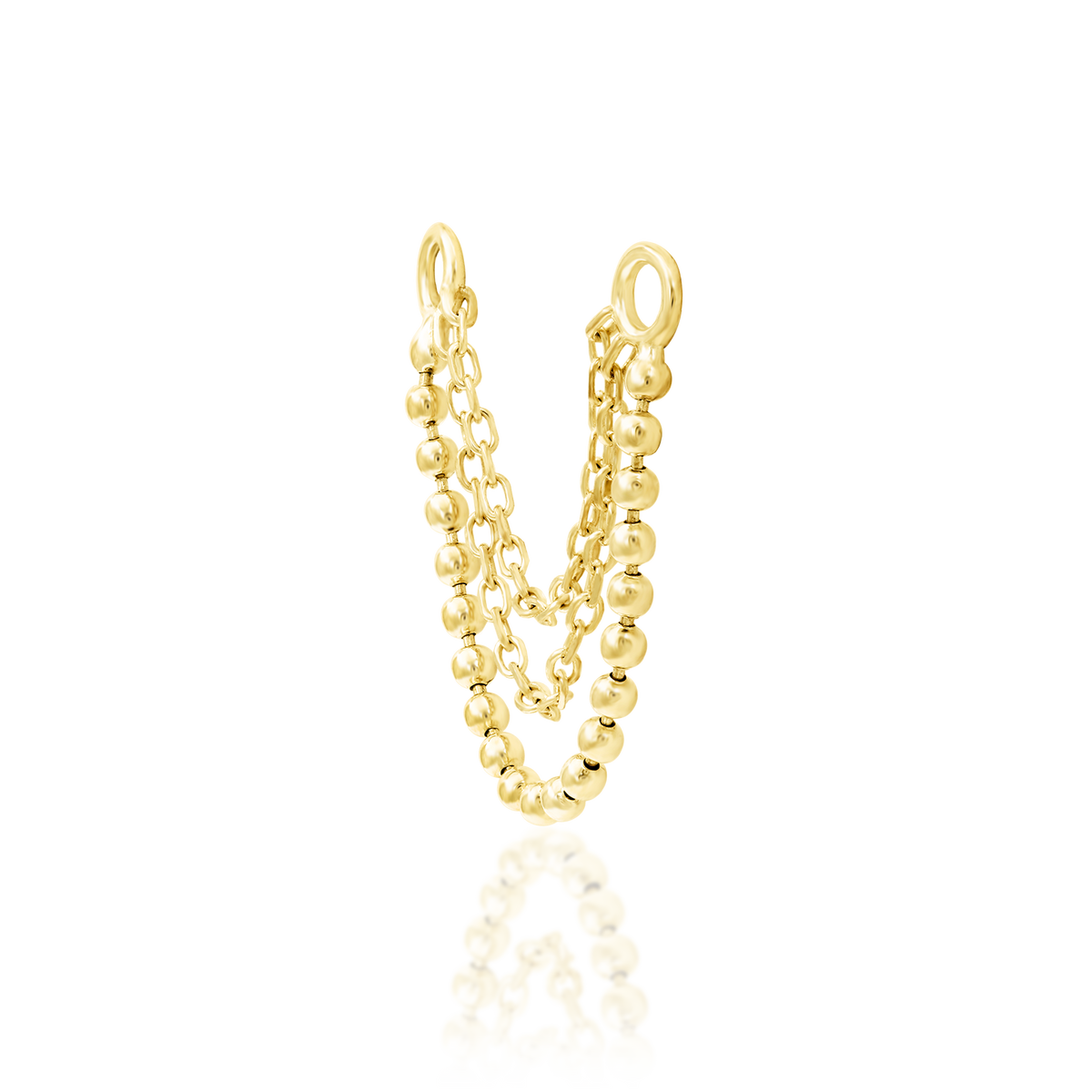 14ct yellow gold Triple chain Quinn end, Loughborough Origins Body Art