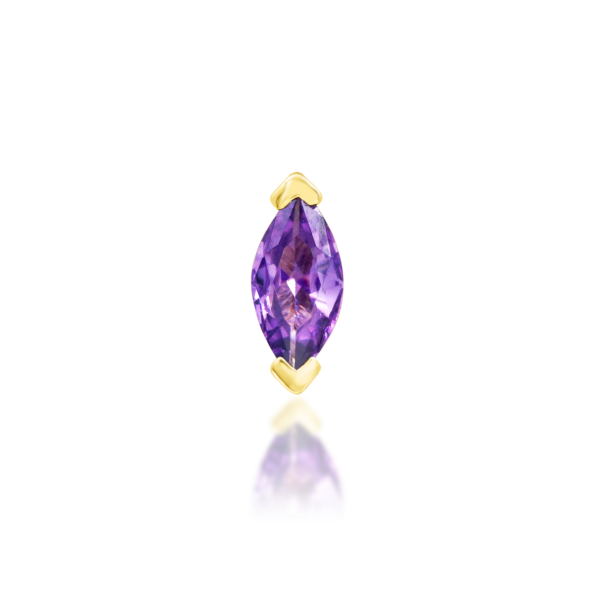 14ct yellow gold threadless Sumire Amethyst end, Loughborough Origins Body Art