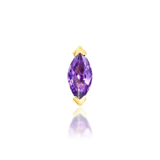 14ct yellow gold threadless Sumire Amethyst end, Loughborough Origins Body Art