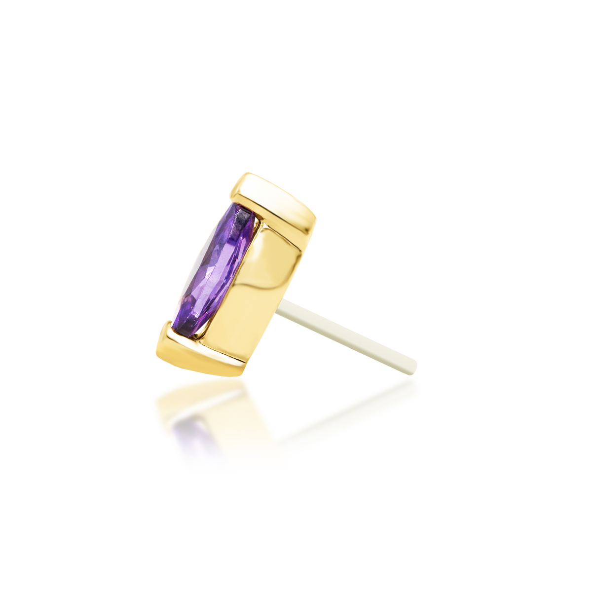 14ct yellow gold threadless Sumire Amethyst end, Loughborough Origins Body Art