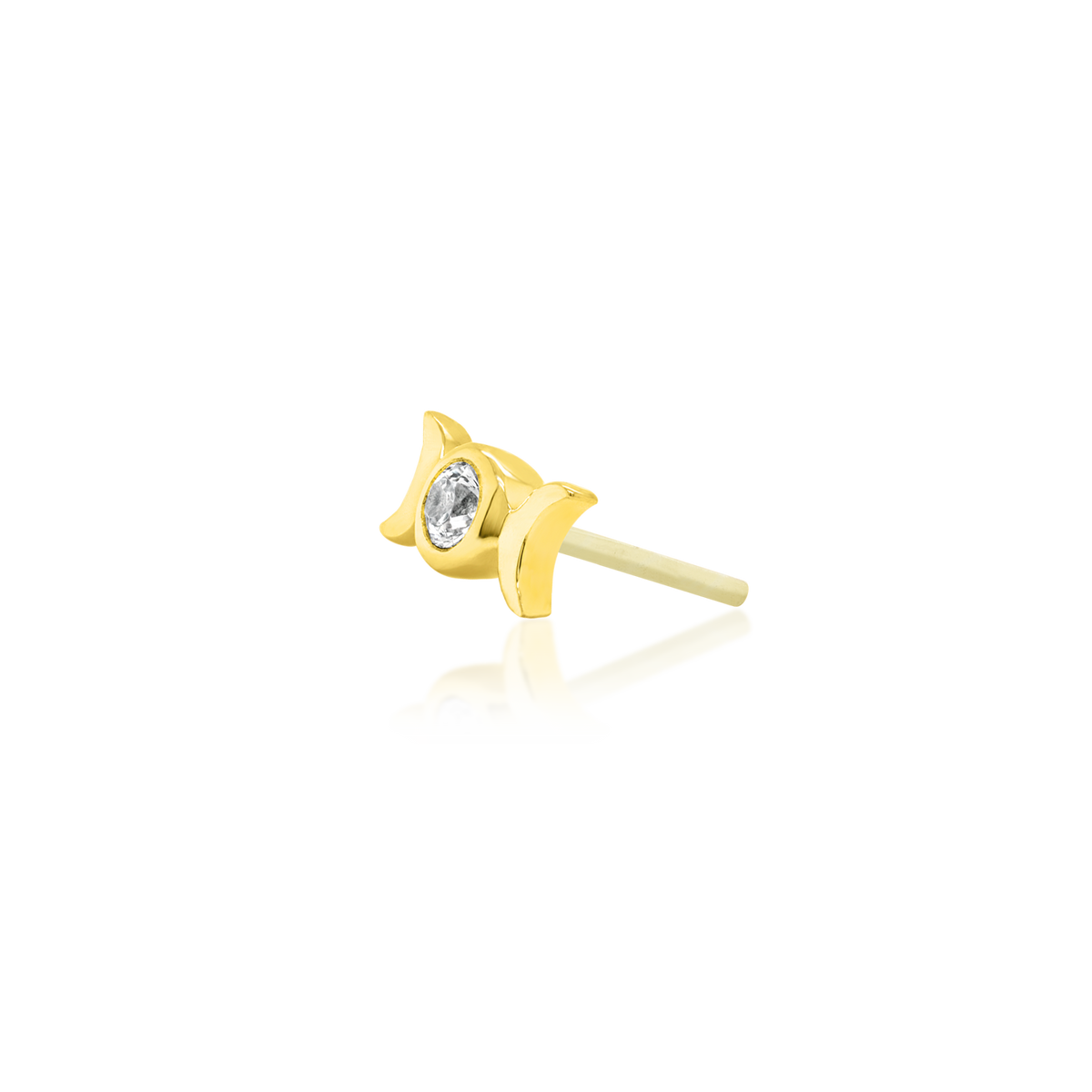 14ct yellow gold threadless Tauriel end, Loughborough Origins Body Art