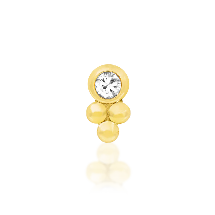 Bezel-Set CZ Tri-Bead