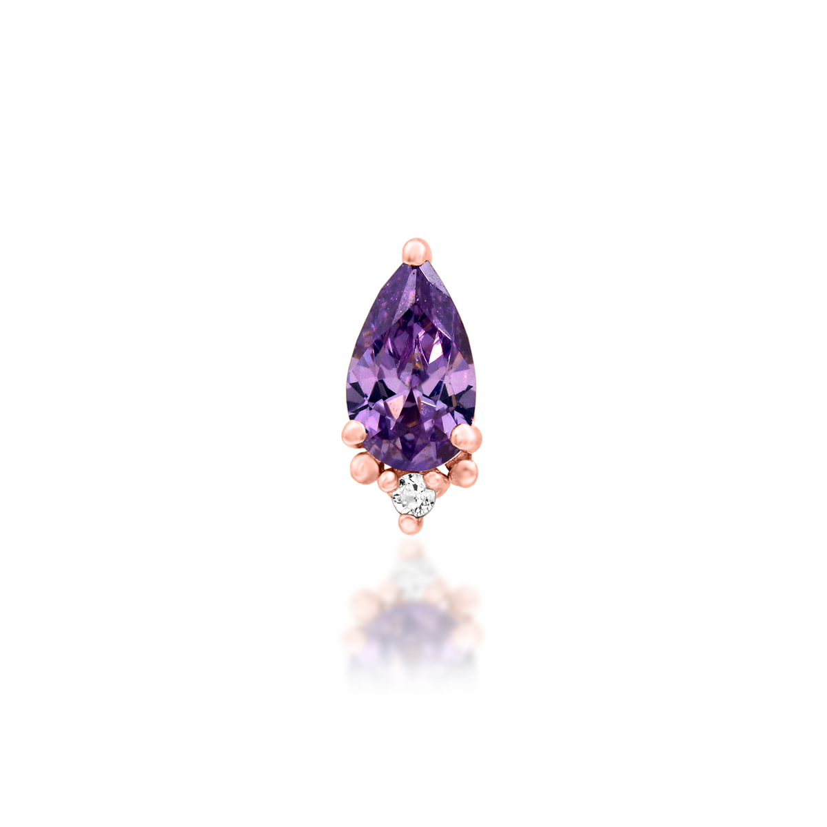 14ct rose gold threadless Gracie Amethyst end, Loughborough Origins Body Art