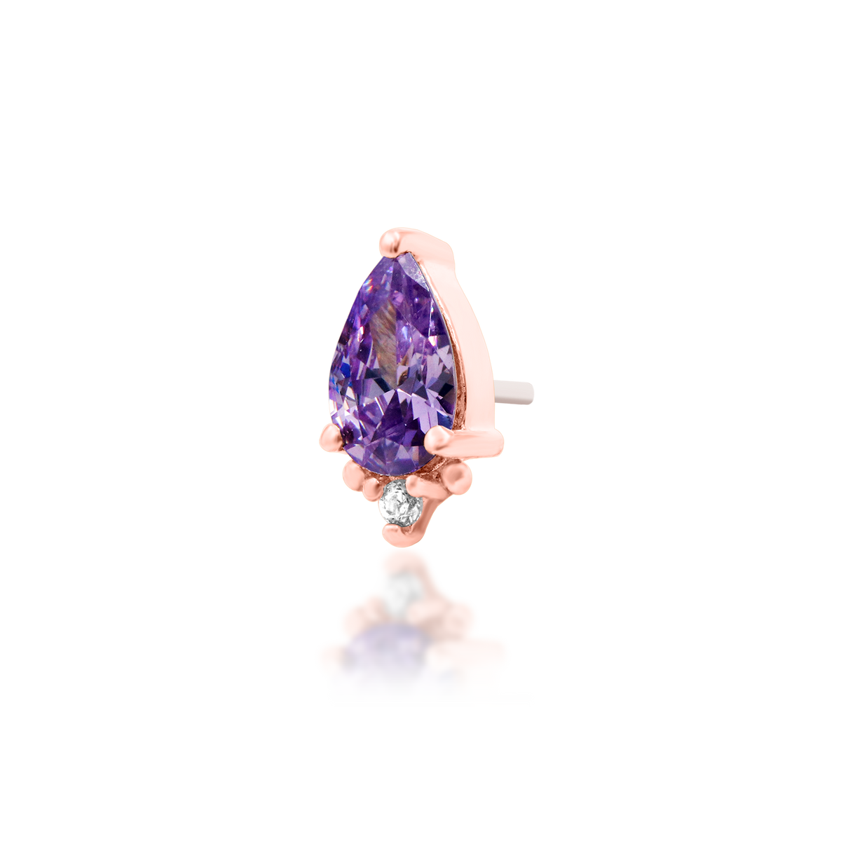 14ct rose gold threadless Gracie Amethyst end, Loughborough Origins Body Art