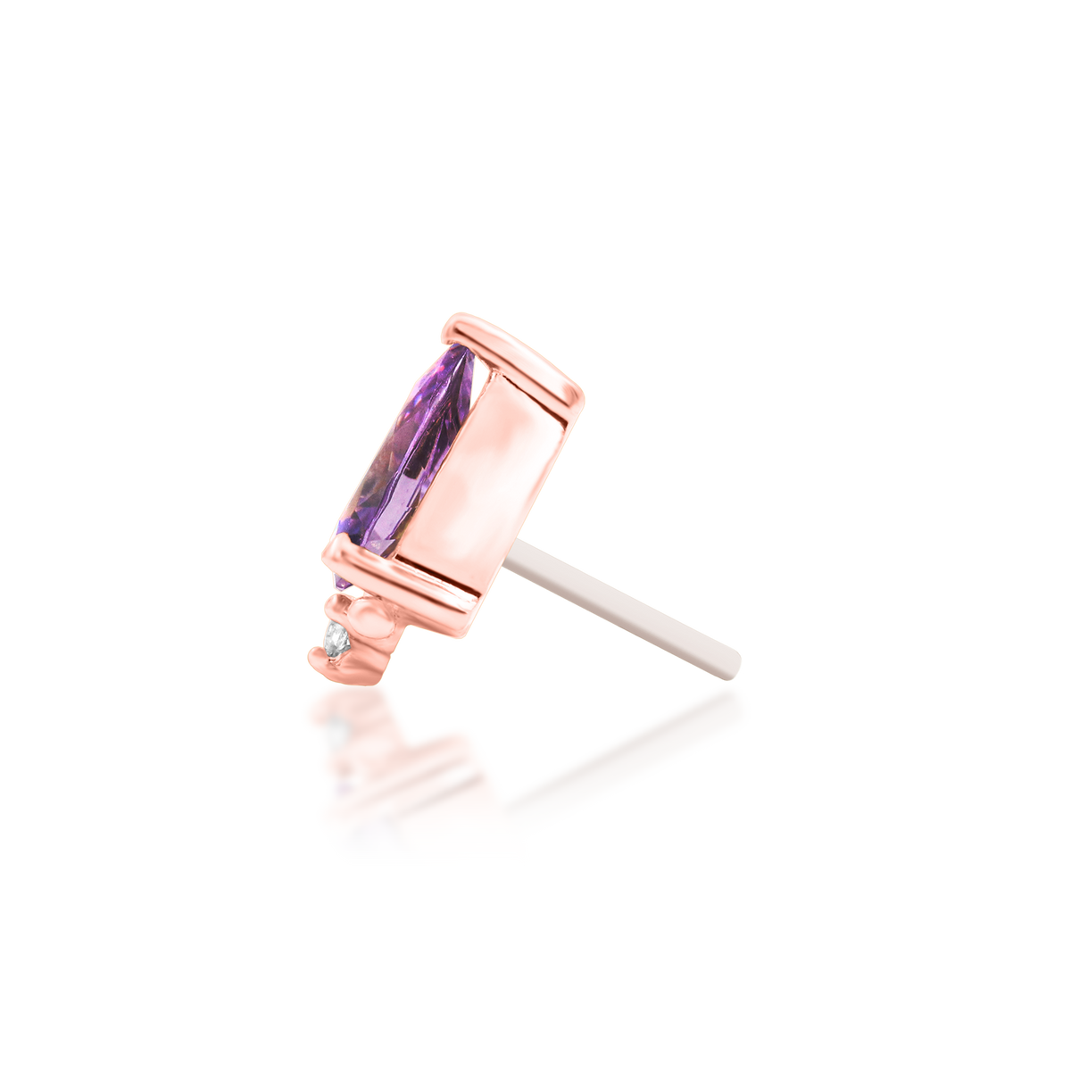 14ct rose gold threadless Gracie Amethyst end, Loughborough Origins Body Art