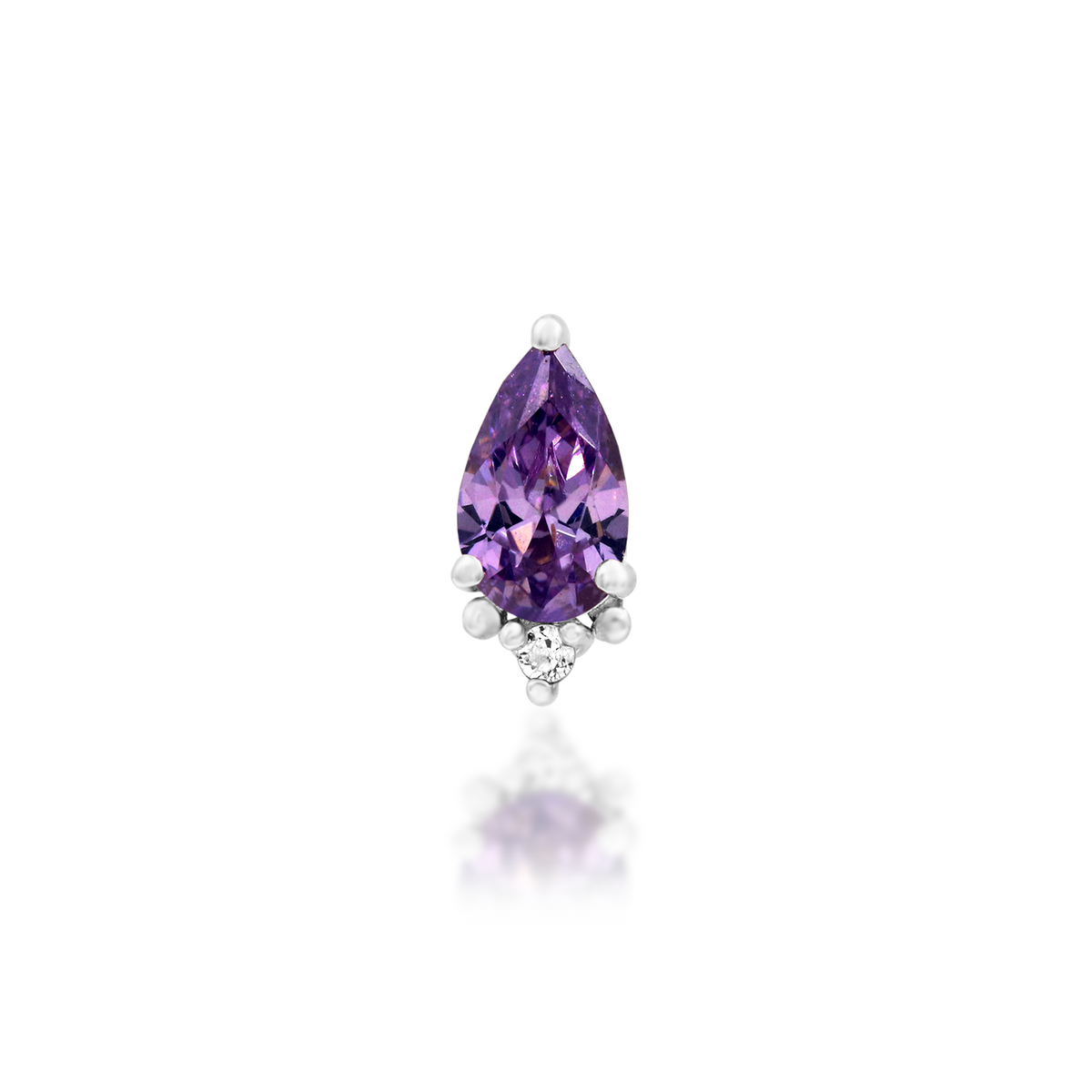 14ct white gold threadless Gracie Amethyst end, Loughborough Origins Body Art