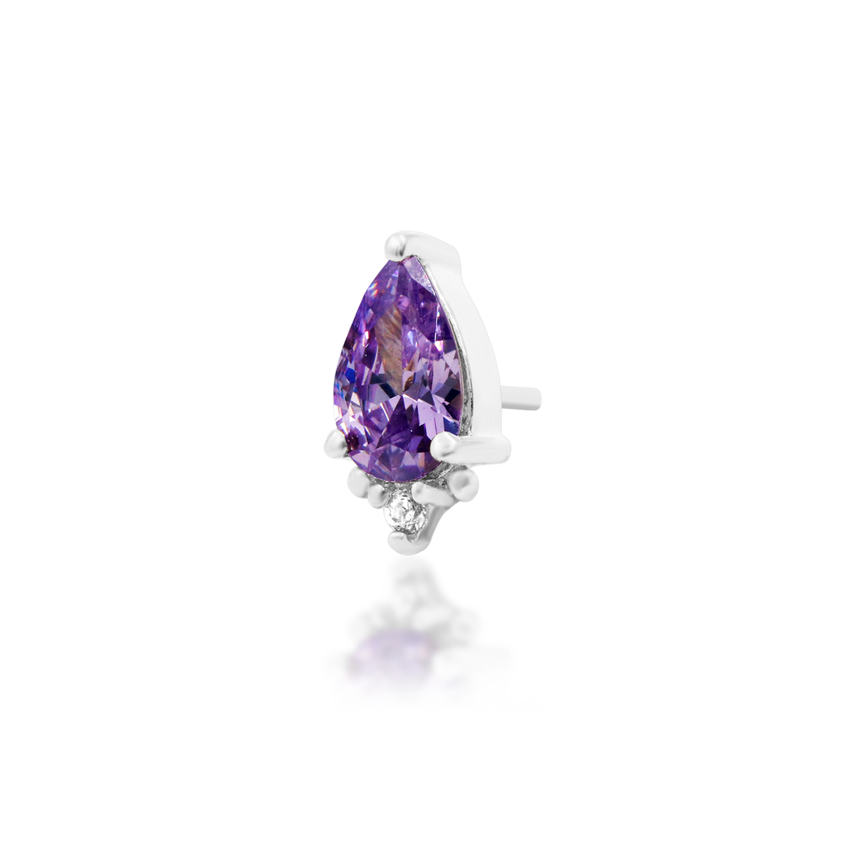 14ct white gold threadless Gracie Amethyst end, Loughborough Origins Body Art