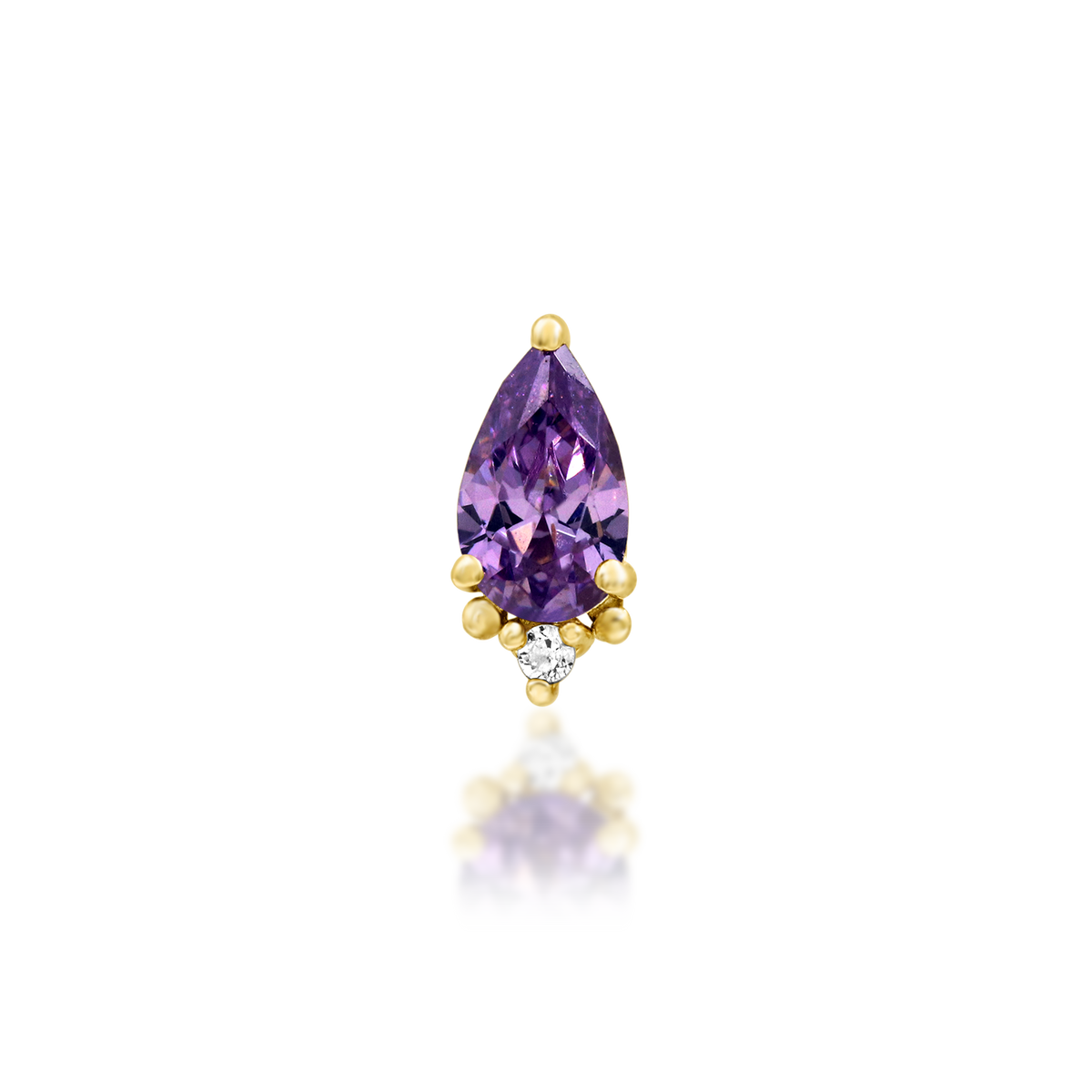 14ct yellow gold threadless Gracie Amethyst end, Loughborough Origins Body Art