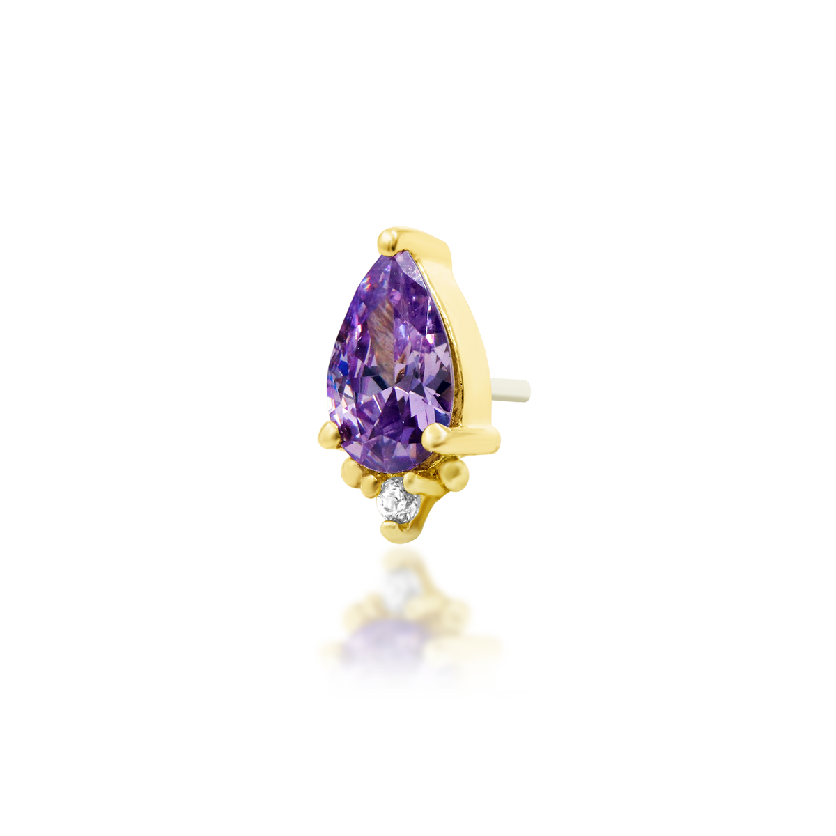 14ct yellow gold threadless Gracie Amethyst end, Loughborough Origins Body Art
