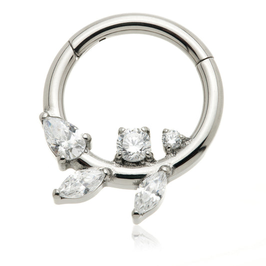 Titanium Multi-Gem Leaf Hinged Ring – 1.2mm × 8mm