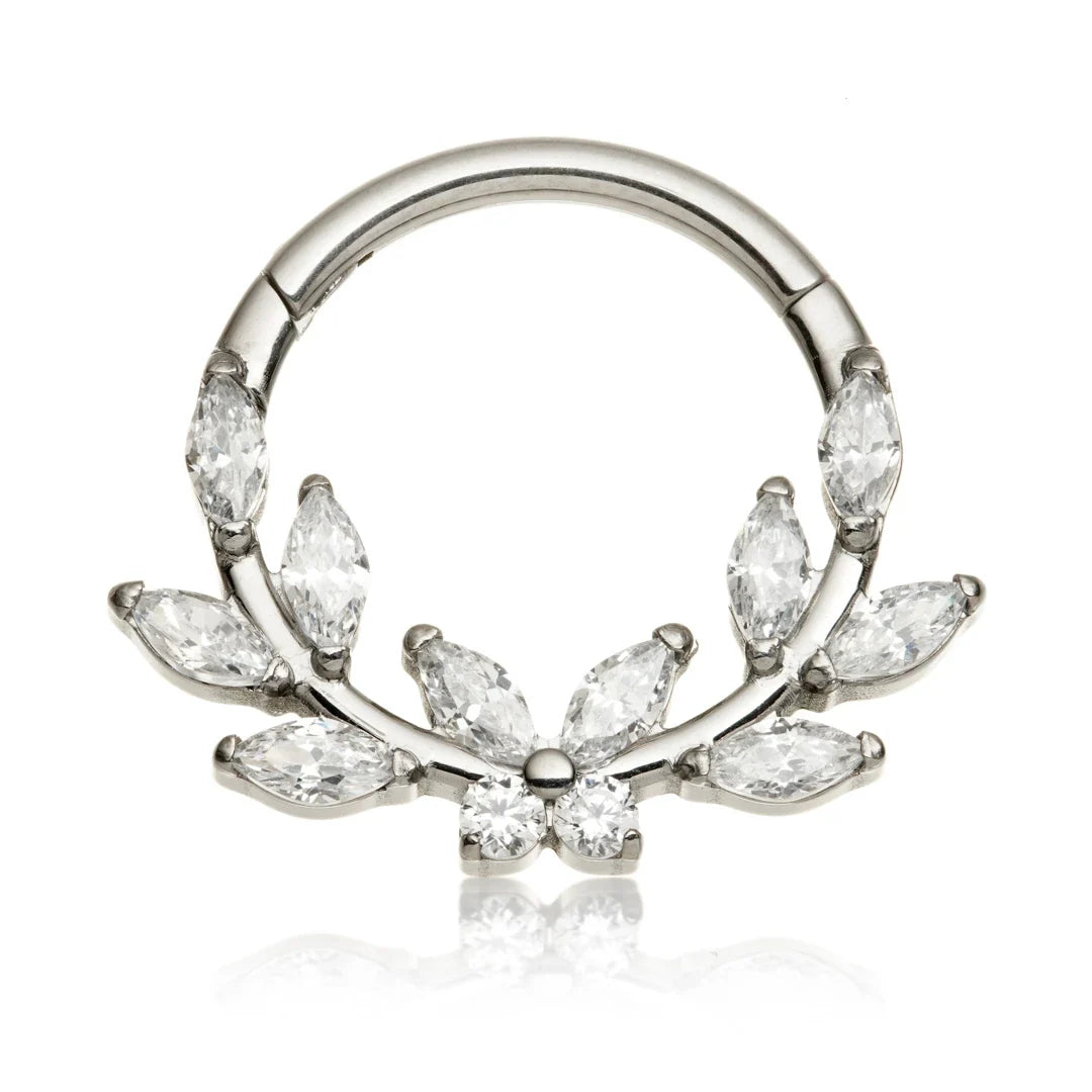 Titanium Jewelled Butterfly Leaf Hinged Ring – 1.2mm × 8mm