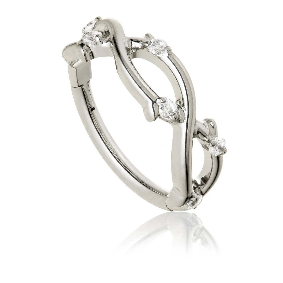 Titanium Jewelled Vine Hinged Ring – 1.2mm