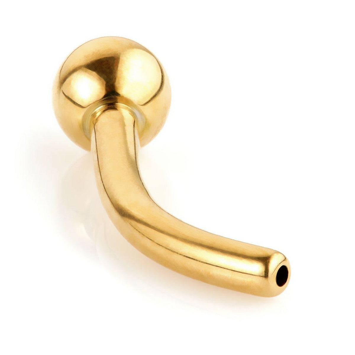 Gold-Coloured Titanium (PVD) Threadless Curved Bar with Fixed Ball – 1.2mm